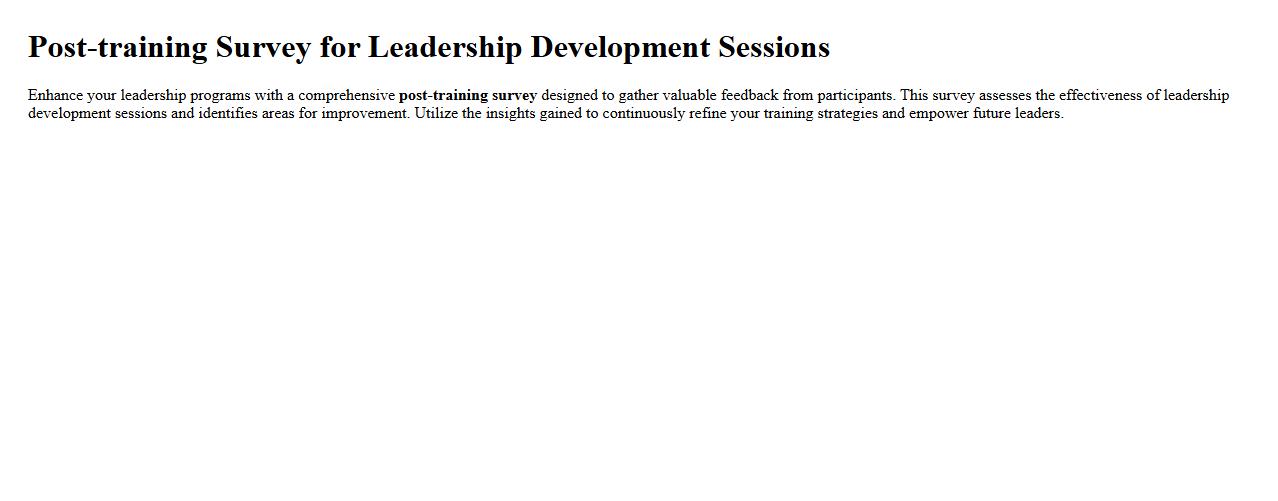 Post-training survey for leadership development sessions image preview