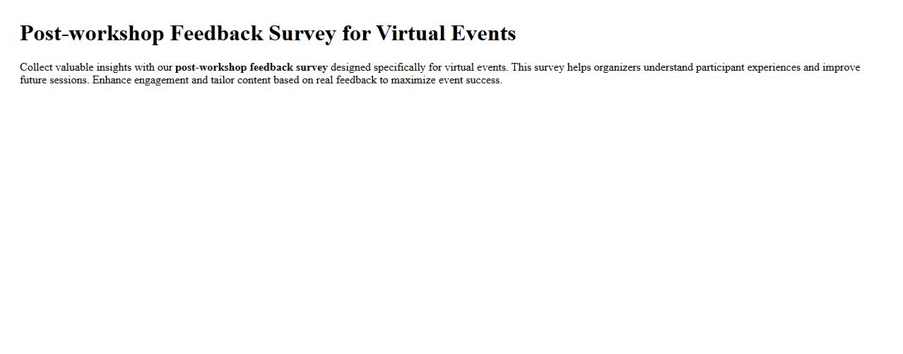 Post-workshop feedback survey for virtual events image preview