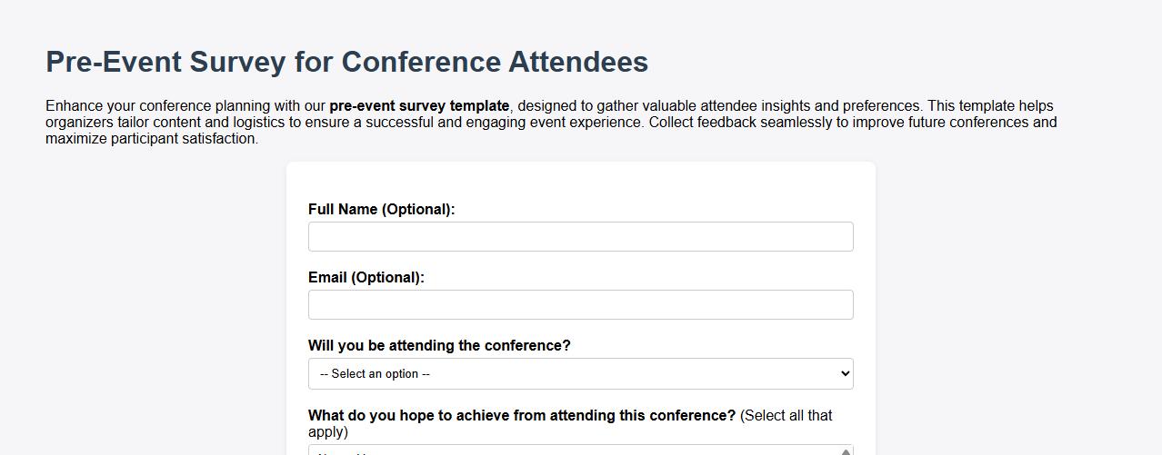 pre-event survey template for conferences image preview