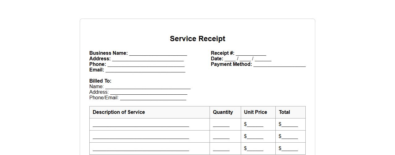 printable itemized receipt form sample for services image preview