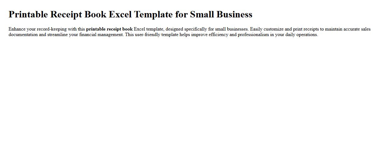 Printable receipt book excel template for small business image preview