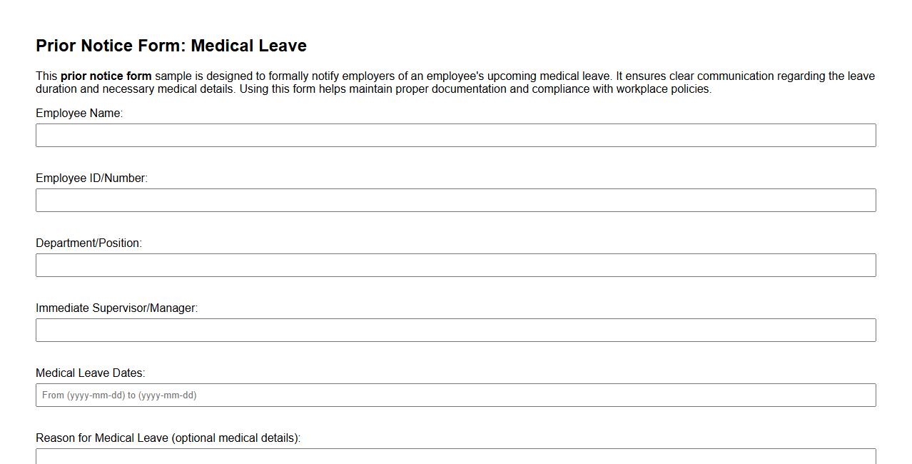 prior notice form sample due to medical leave image preview