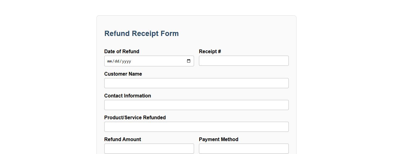 Refund receipt form sample including reason for refund image preview