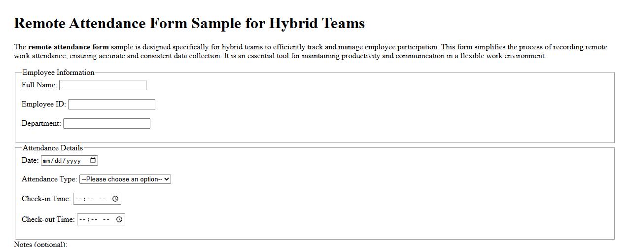 Remote attendance form sample for hybrid teams image preview