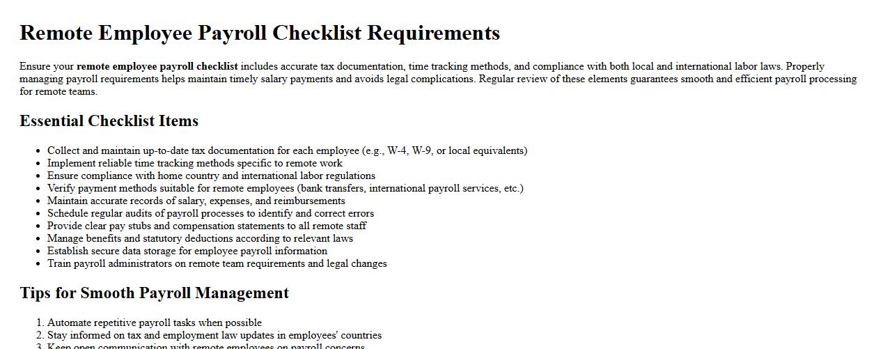 Remote employee payroll checklist requirements image preview