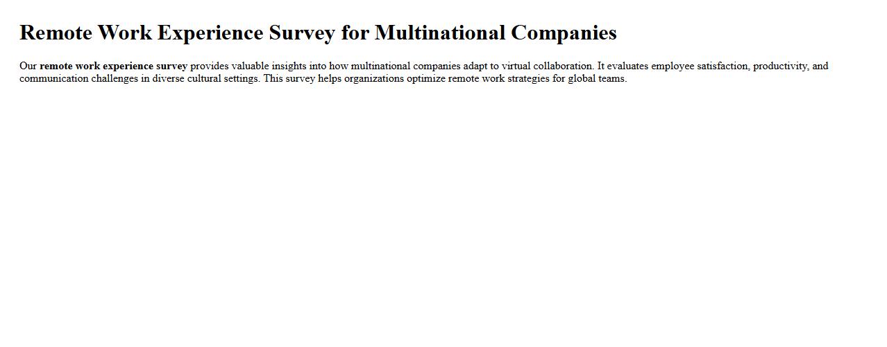 Remote work experience survey for multinational companies image preview