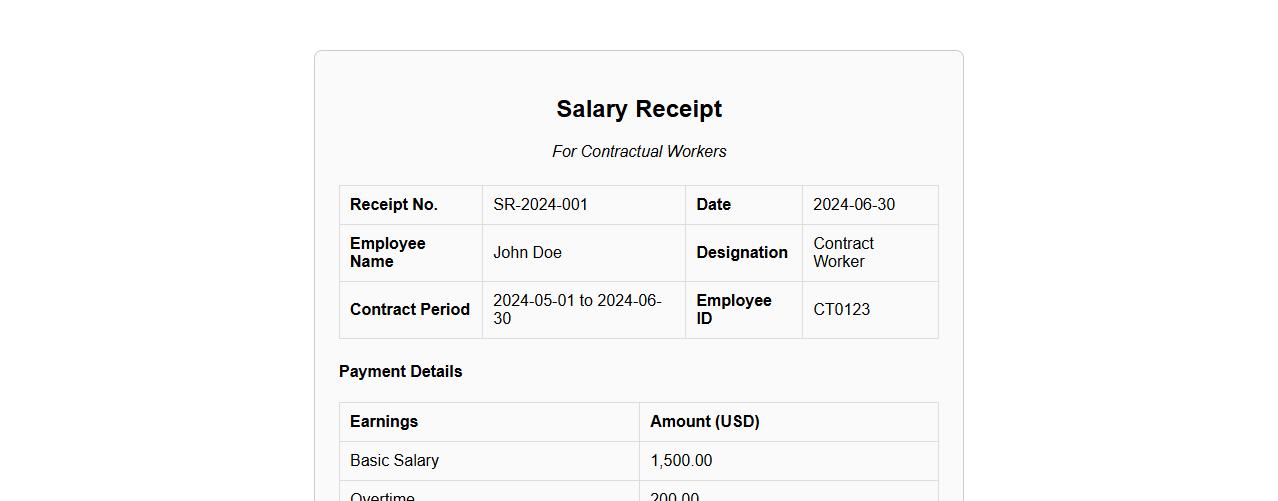 salary receipt sample for contractual workers image preview