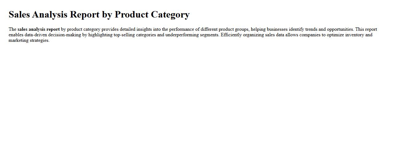Sales analysis report by product category image preview