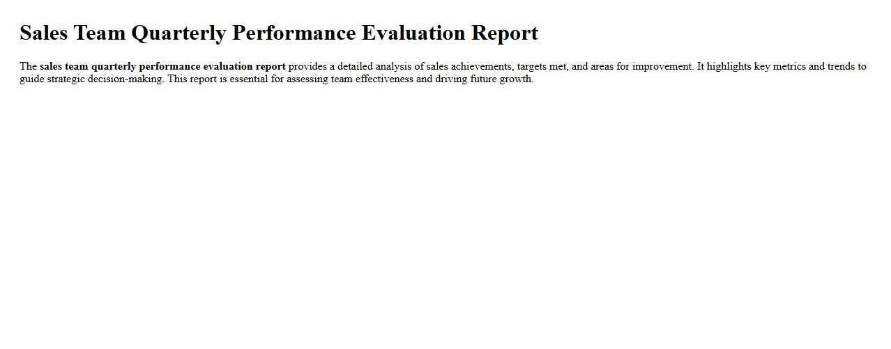 Sales team quarterly performance evaluation report image preview