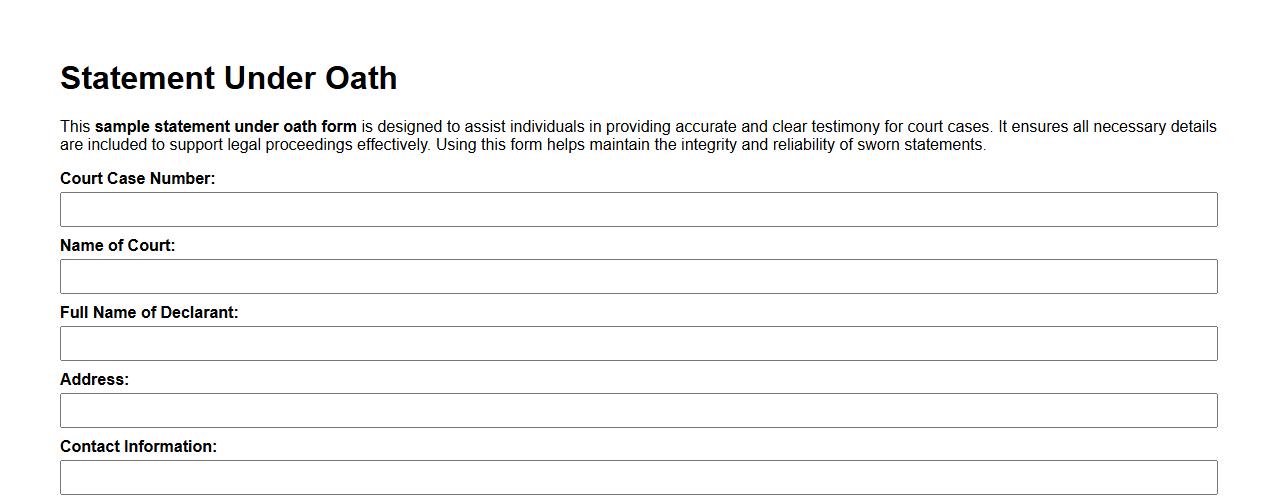 sample statement under oath form for court case image preview