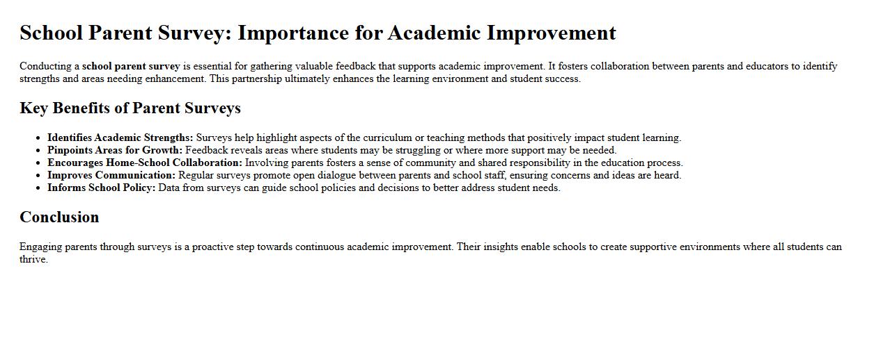 school parent survey importance for academic improvement image preview