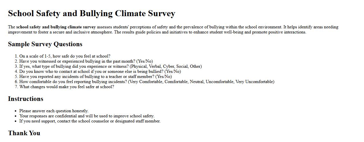 school safety and bullying climate survey image preview