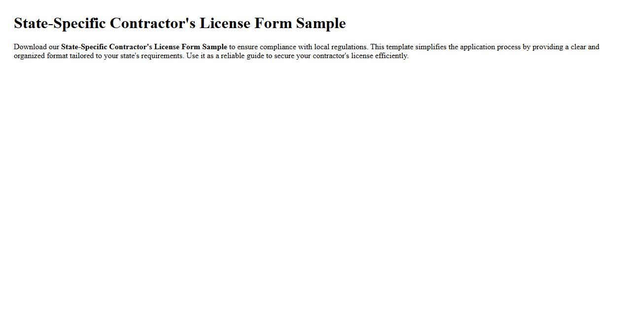 State-Specific Contractor’s License Form Sample image preview