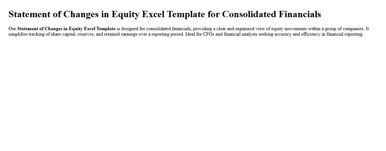 Statement of Changes in Equity Excel Template for Consolidated Financials image preview