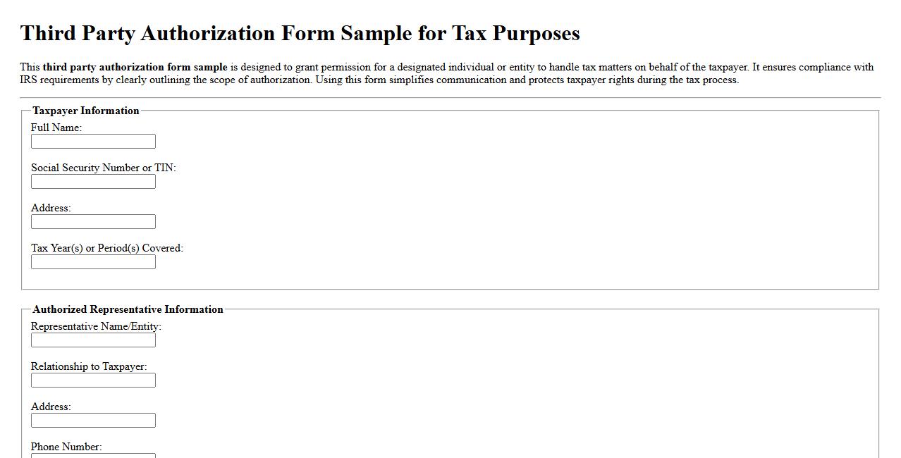 third party authorization form sample for tax purposes image preview