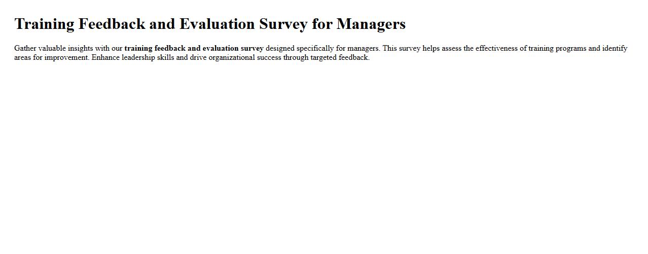 Training feedback and evaluation survey for managers image preview