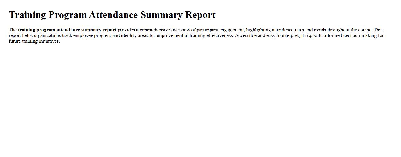 training program attendance summary report image preview