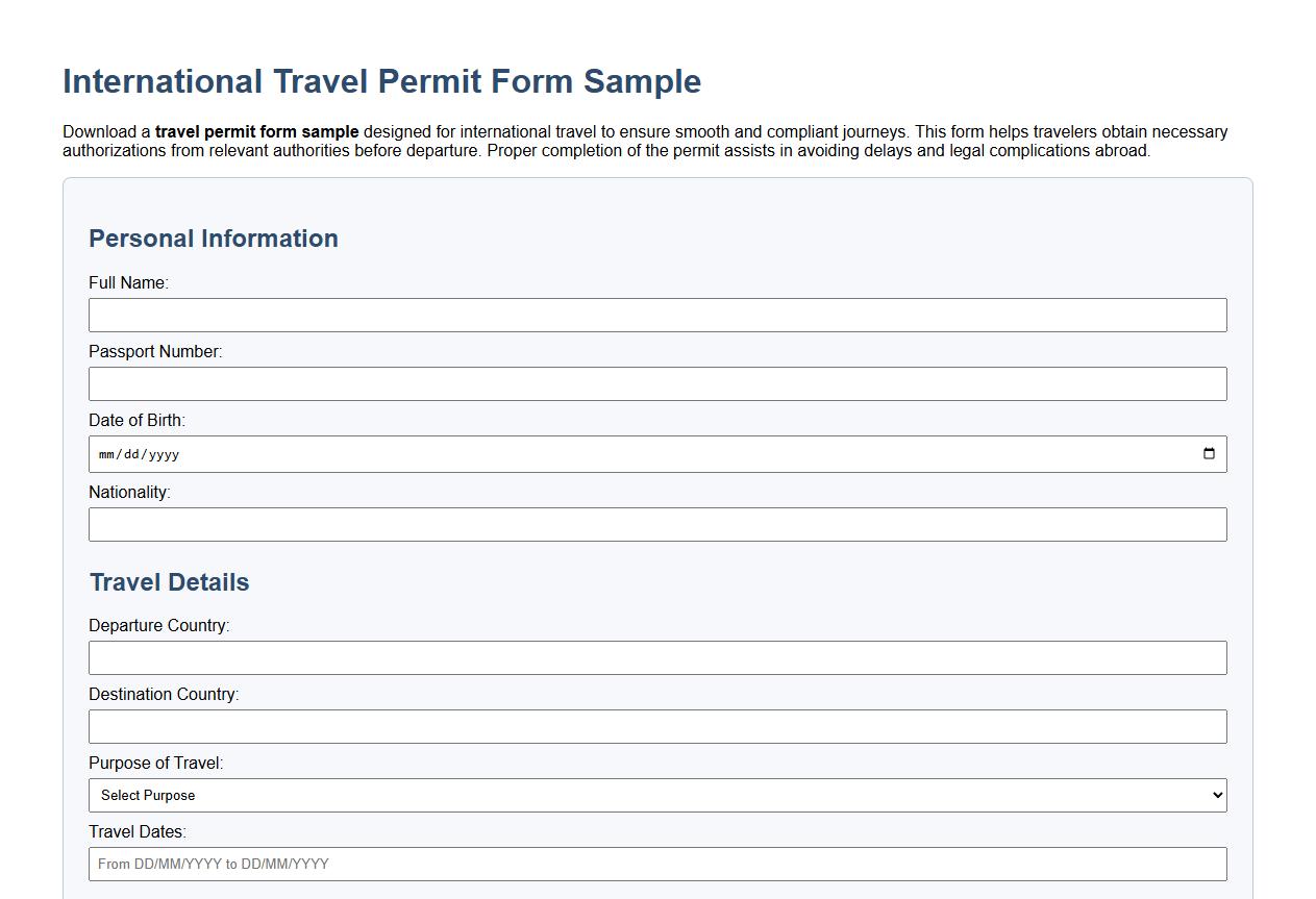 Travel permit form sample for international travel image preview