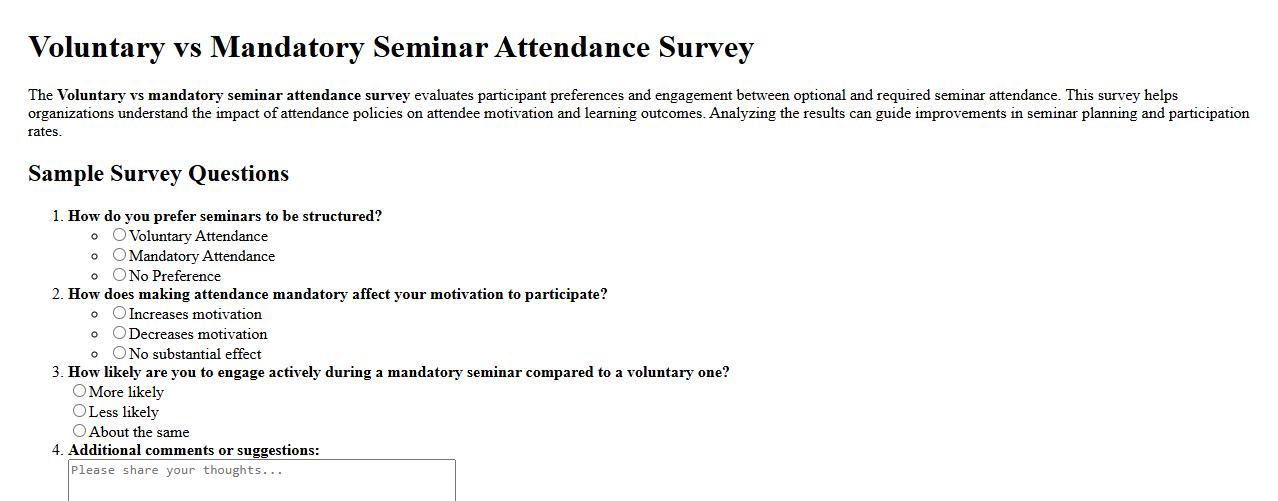 Voluntary vs mandatory seminar attendance survey image preview