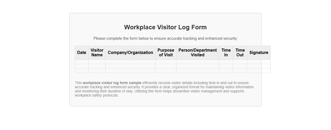 workplace visitor log form sample with time in and out image preview