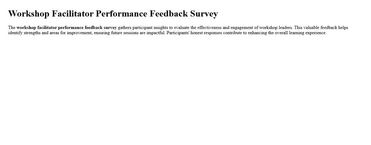 Workshop facilitator performance feedback survey image preview