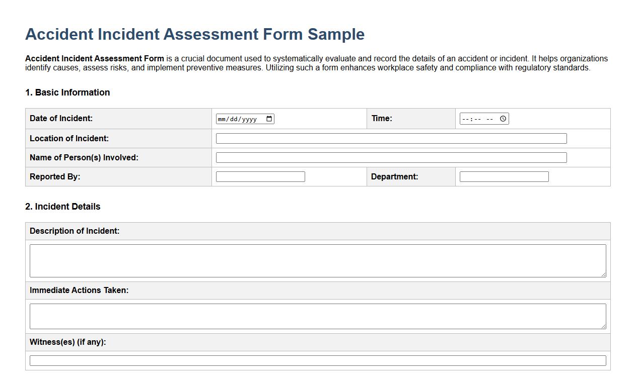 accident incident assessment form sample image preview