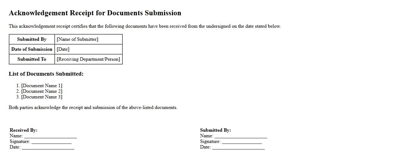 Acknowledgement receipt for documents submission image preview