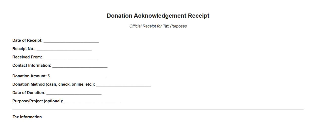 Acknowledgement receipt for donation with tax details image preview