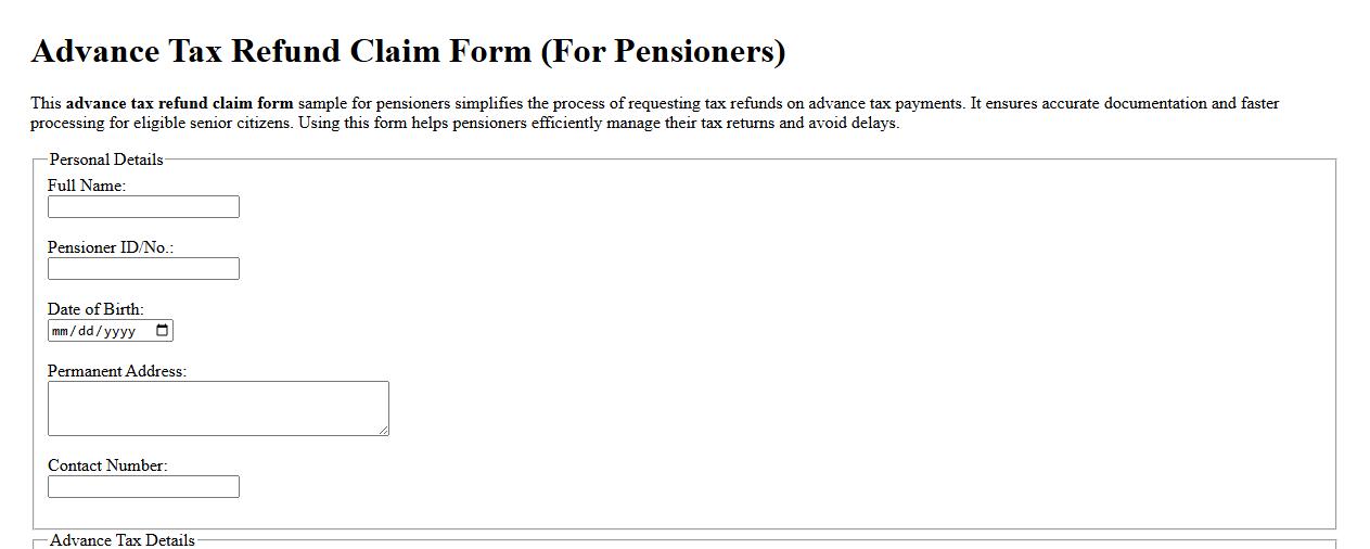 advance tax refund claim form sample for pensioners image preview