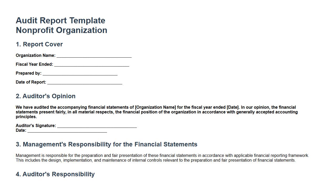 Audit report template for nonprofit organizations image preview