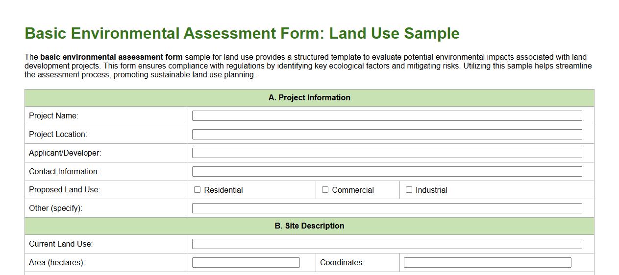 basic environmental assessment form sample for land use image preview