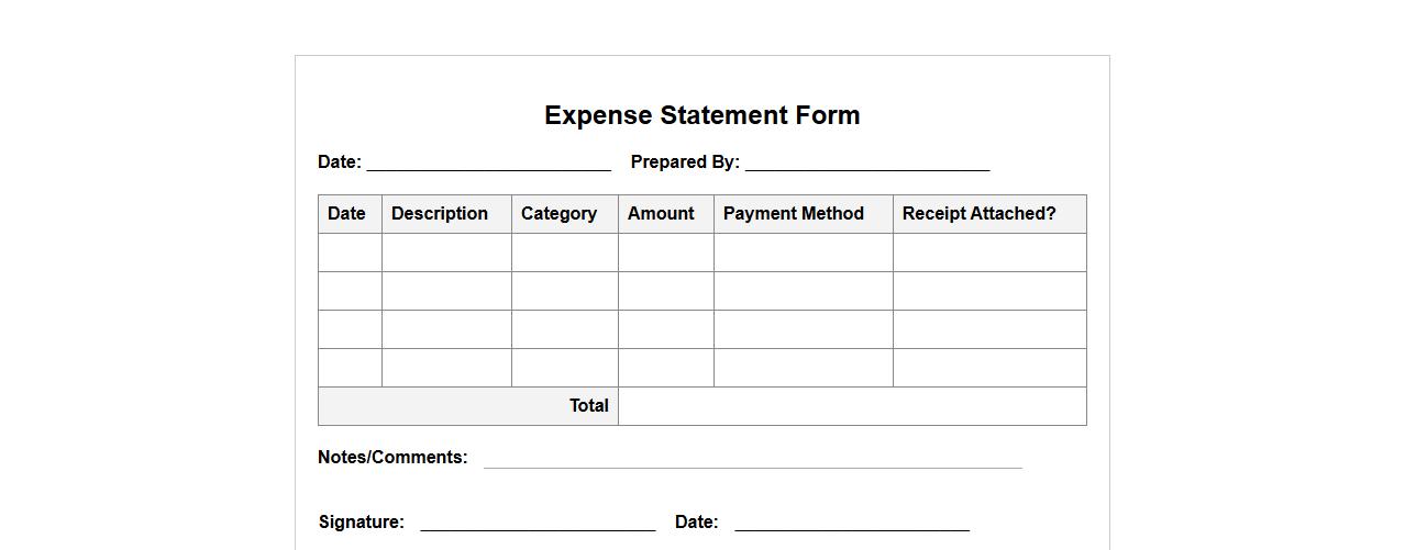 blank expense statement form sample for small business image preview