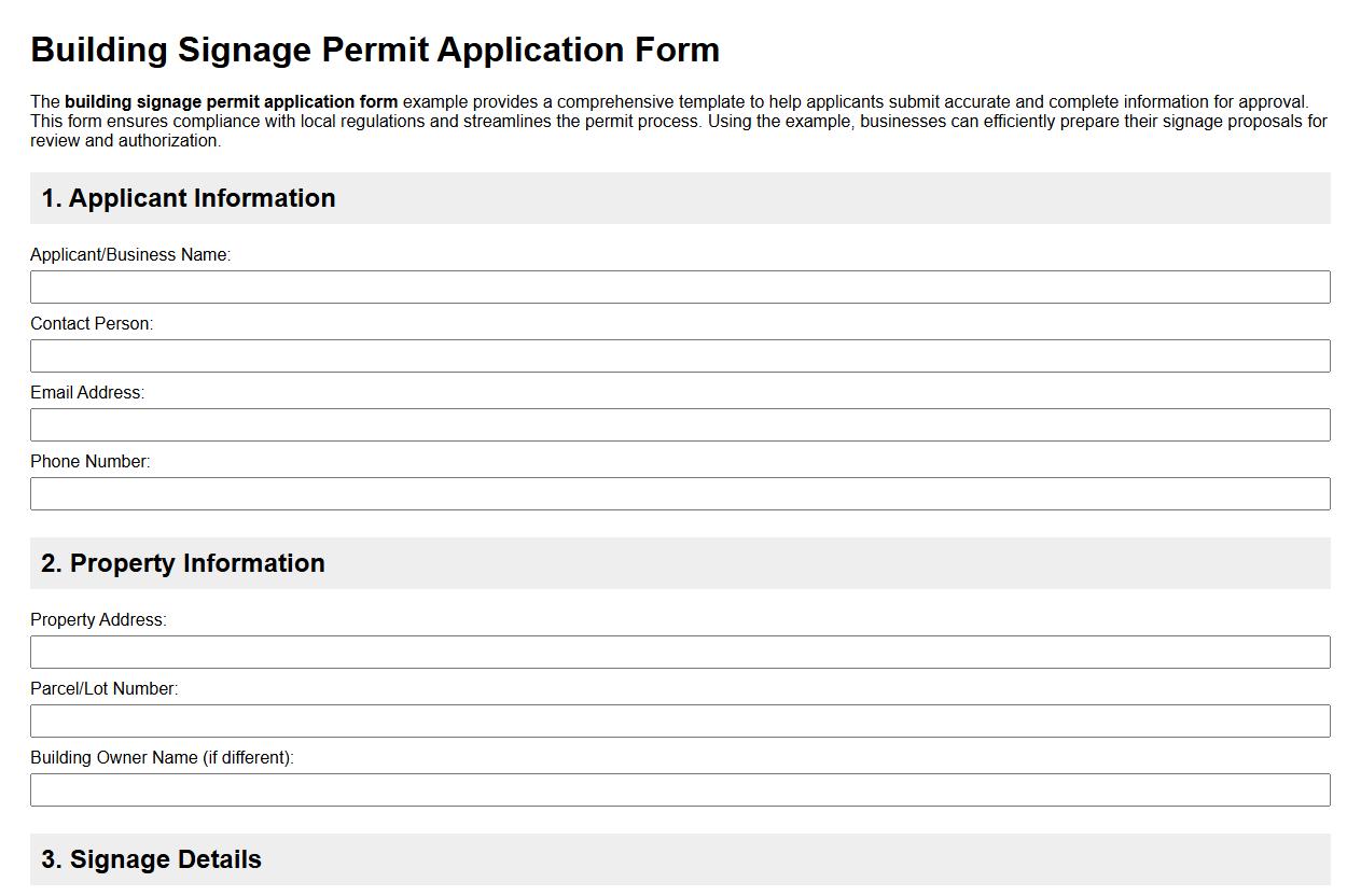 building signage permit application form example image preview