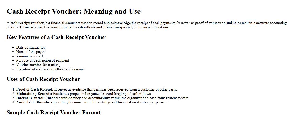 cash receipt voucher meaning and use image preview