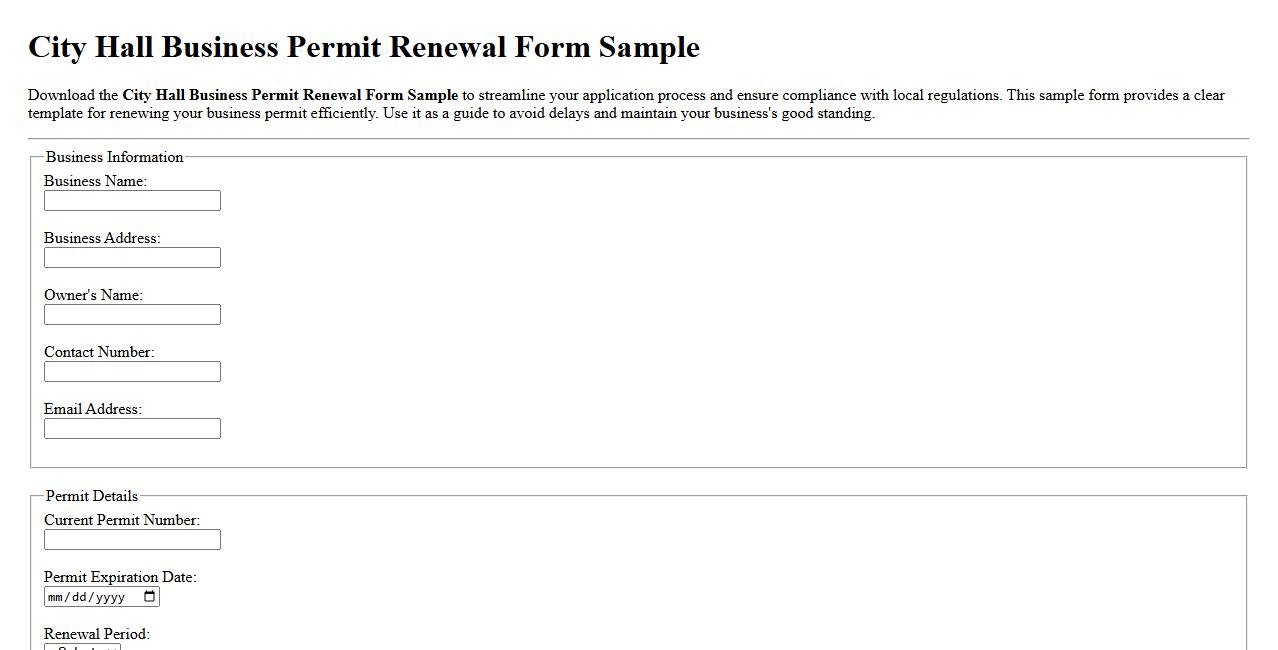 city hall business permit renewal form sample image preview