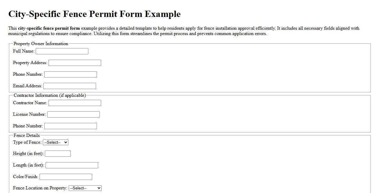 City-specific fence permit form example image preview