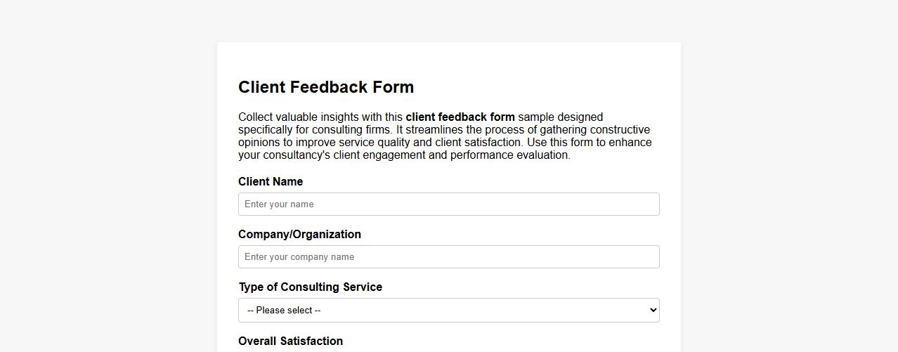 client feedback form sample for consulting firms image preview