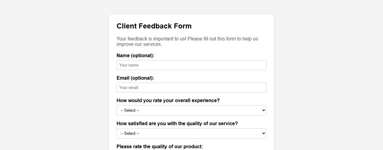 client feedback form sample for small business image preview
