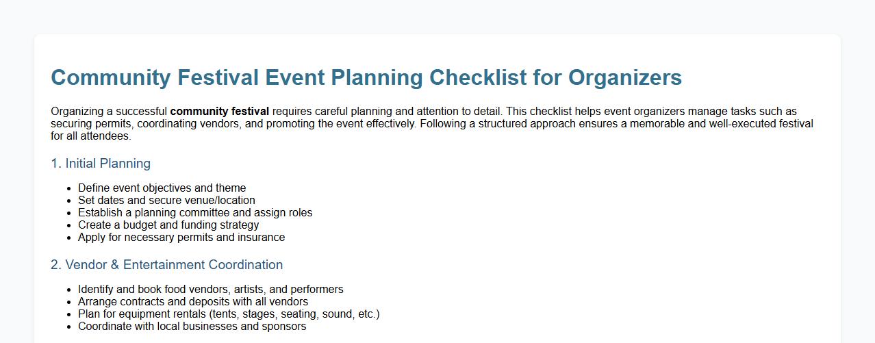 Community festival event planning checklist for organizers image preview