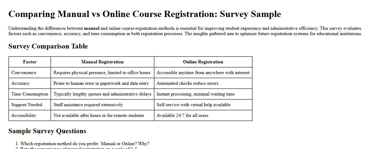 comparing manual vs online course registration survey image preview