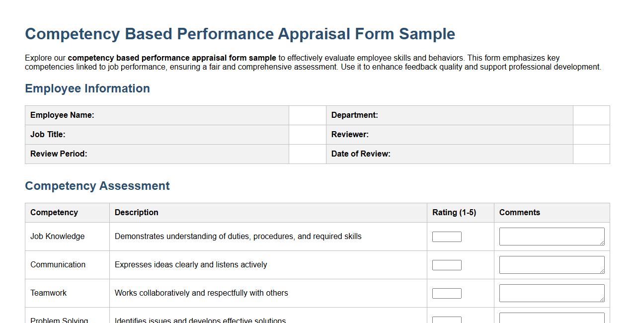 competency based performance appraisal form sample image preview