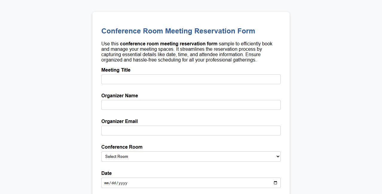 conference room meeting reservation form sample image preview
