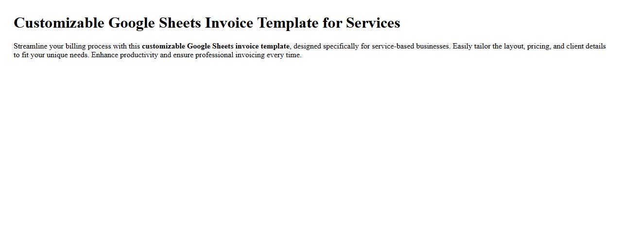 Customizable Google Sheets invoice template for services image preview