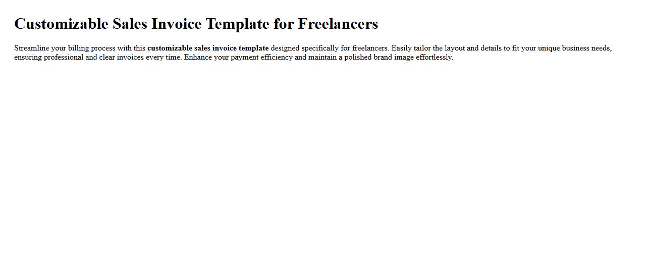 Customizable sales invoice template for freelancers image preview