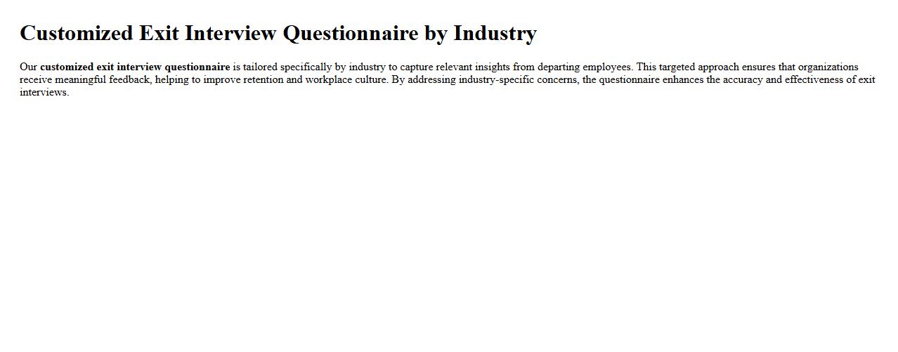 Customized exit interview questionnaire by industry image preview