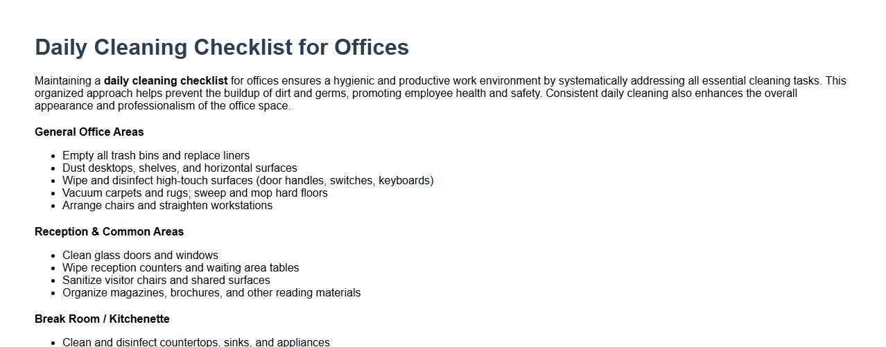 daily cleaning checklist for offices image preview