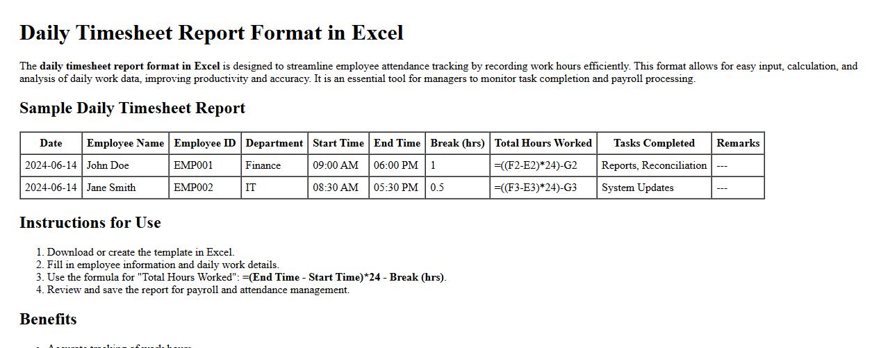 daily timesheet report format in excel image preview