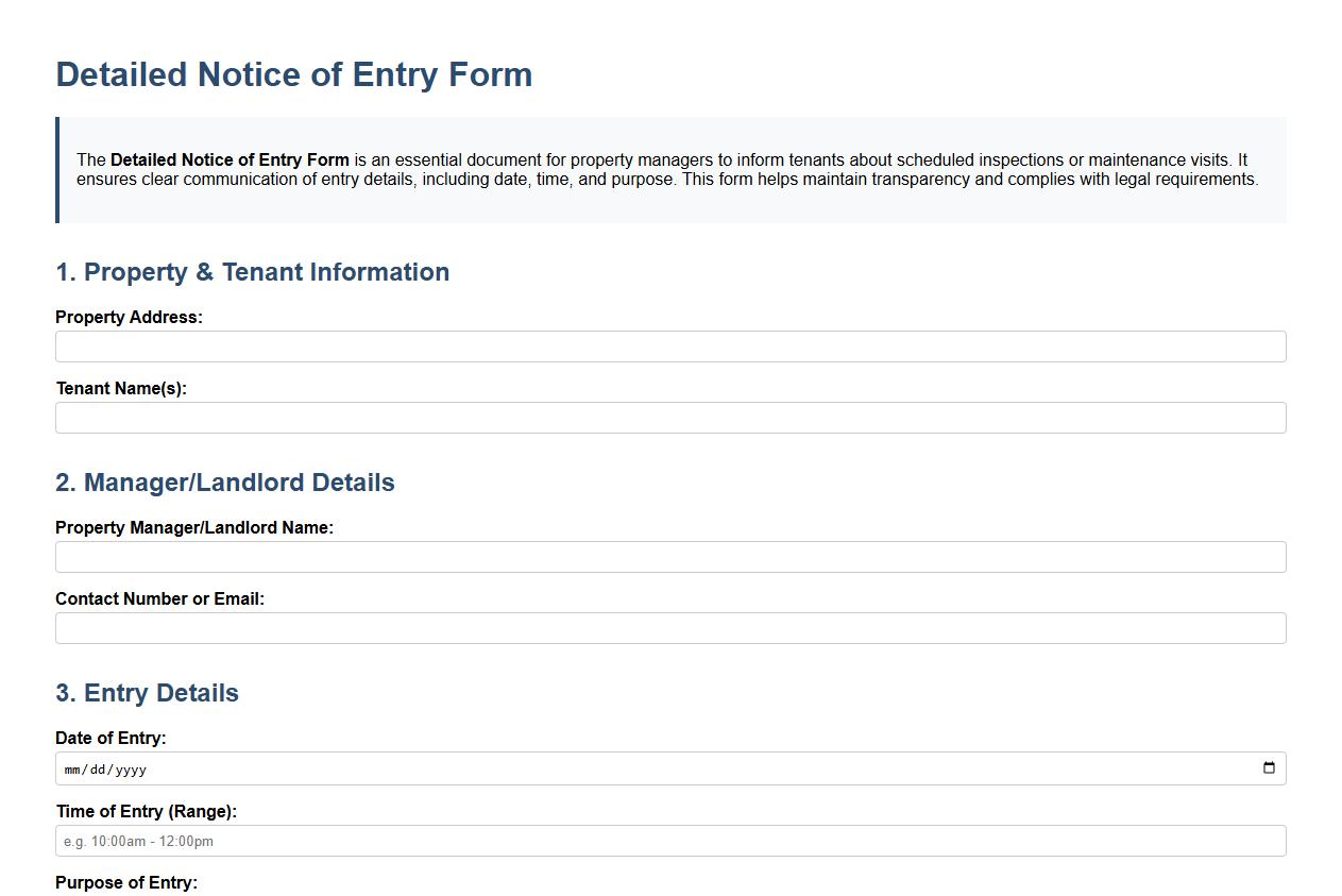 detailed notice of entry form for property managers image preview