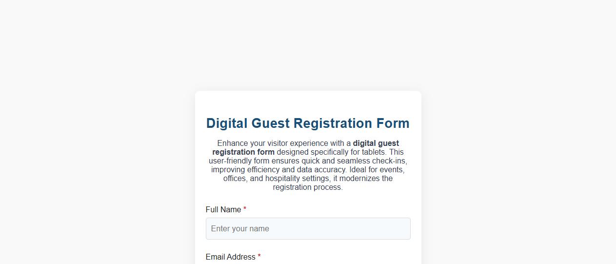 digital guest registration form sample for tablets image preview