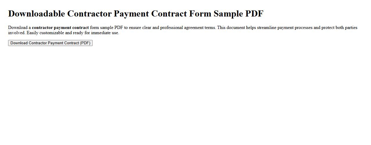 downloadable contractor payment contract form sample PDF image preview